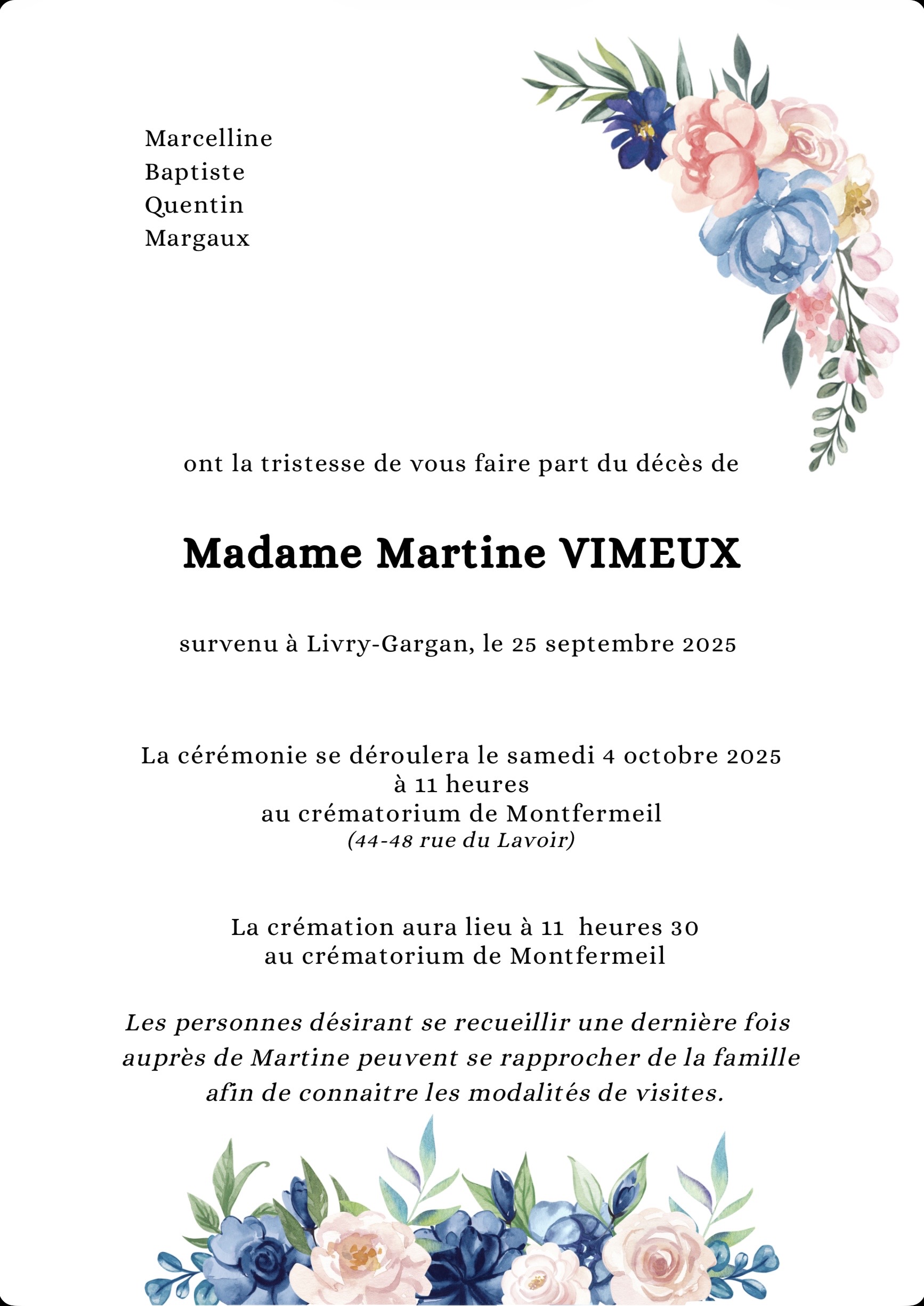 En mémoire de <strong>Martine VIMEUX</strong>, pour soutenir la recherche contre le cancer